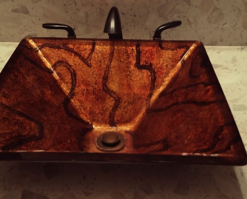 square copper vessel sink
