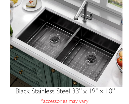 Black Stainless-Double Bowl 33x19x10