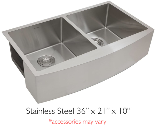 Silver Stainless-Farm Sink-Double Bowl 36x21x10